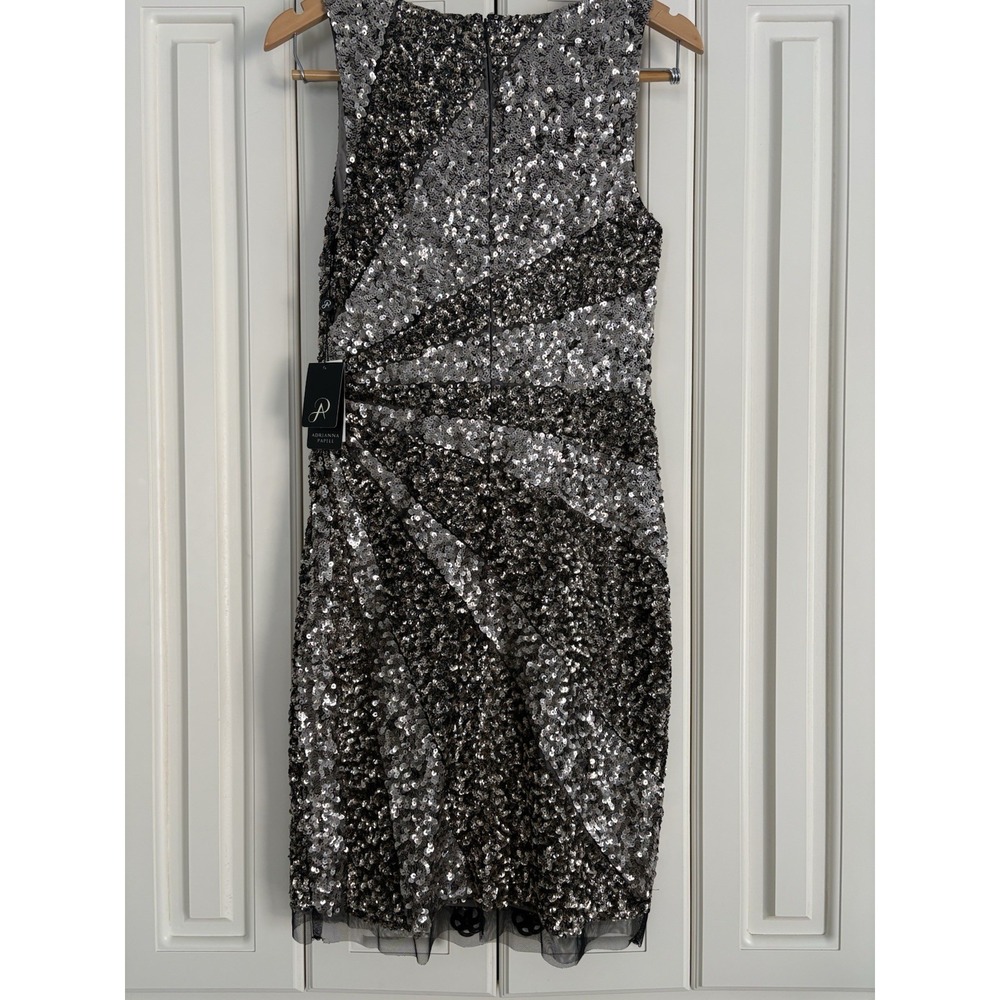 Adrianna Papell Sleeveless Sequin Party Cocktail Formal Dress Bronze Size 10 NWT - Picture 2 of 8